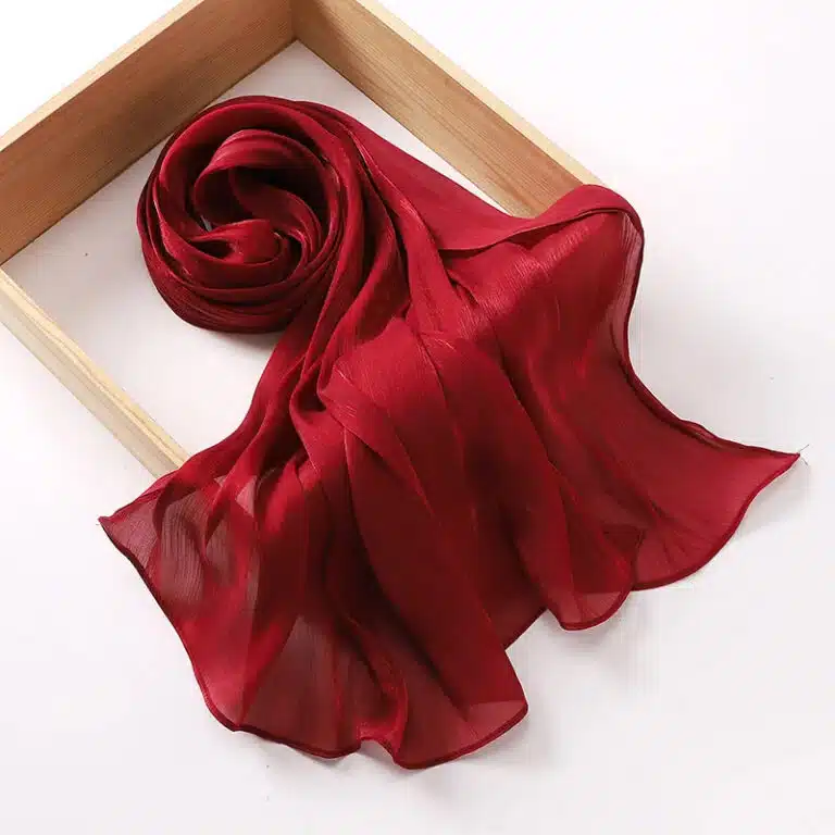 Voile pour musulmane en soie tons chauds - Rouge bordeaux