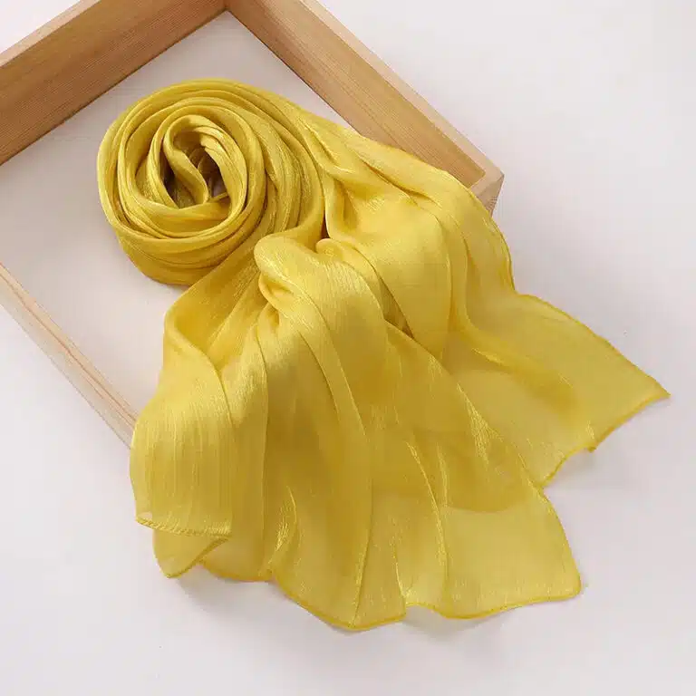Voile pour musulmane en soie tons chauds - Jaune moutarde