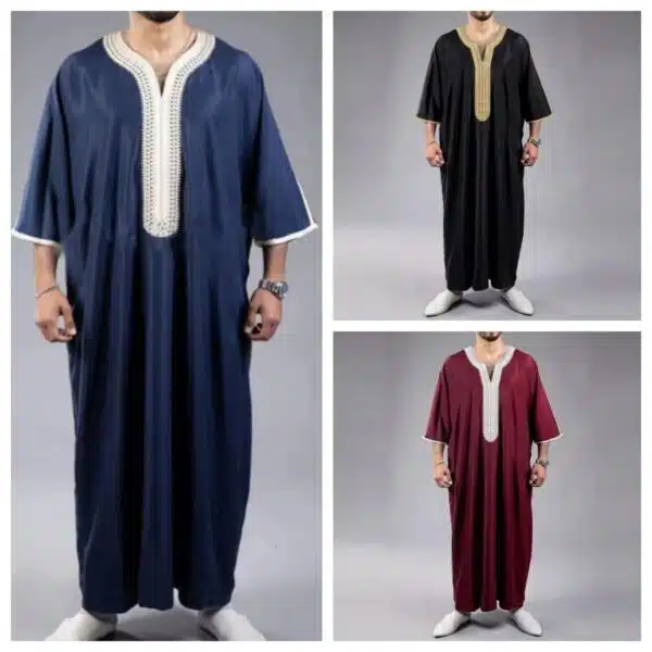 Gandoura homme brodée – coupe ample et col v