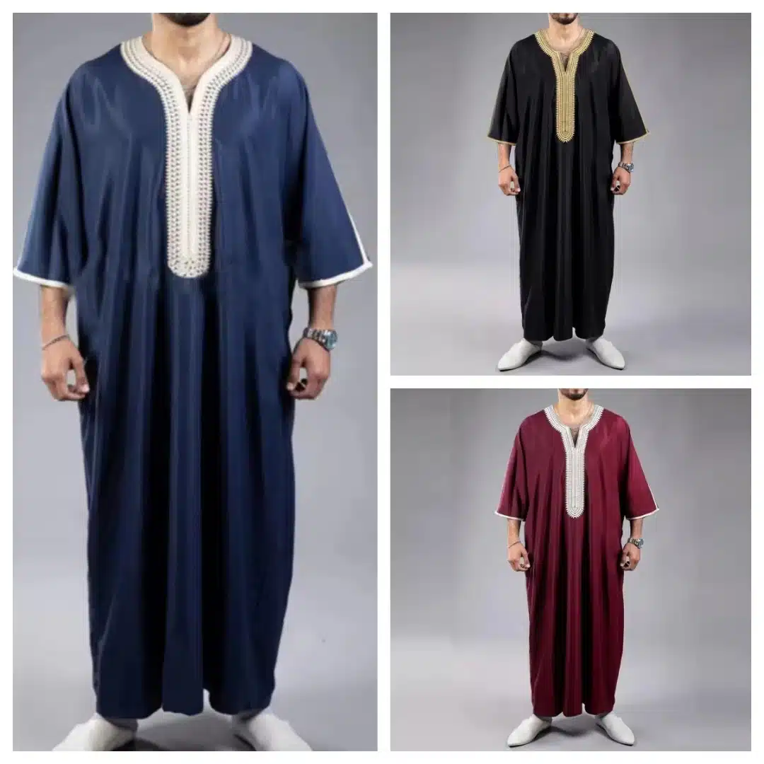 Gandoura homme brodée – coupe ample et col v