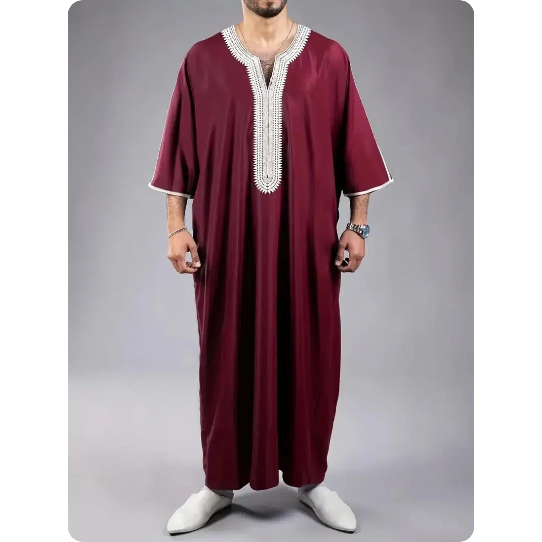 Gandoura homme brodée – coupe ample et col v