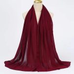 Red silk chiffon hijab - Burgundy