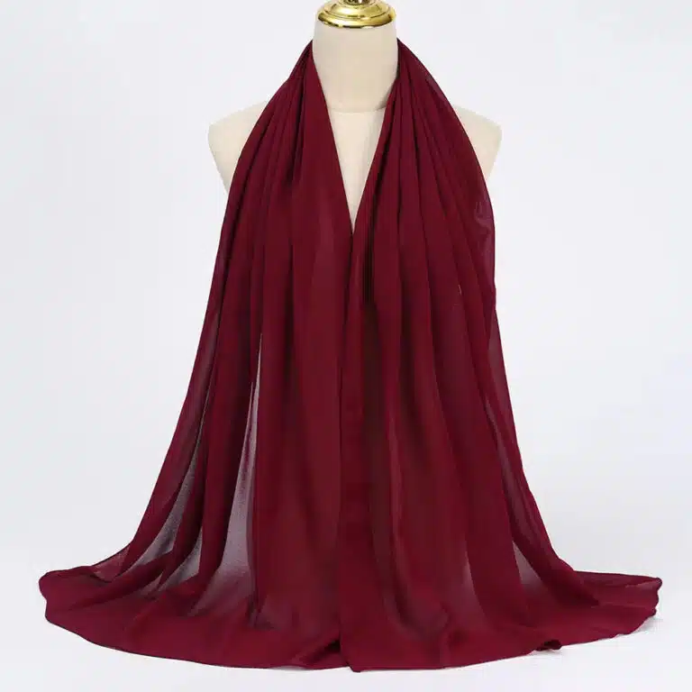 Hijab en mousseline de soie rouge - Bordeaux