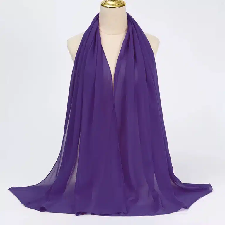 Hijab en mousseline de soie mauve - Violet profond