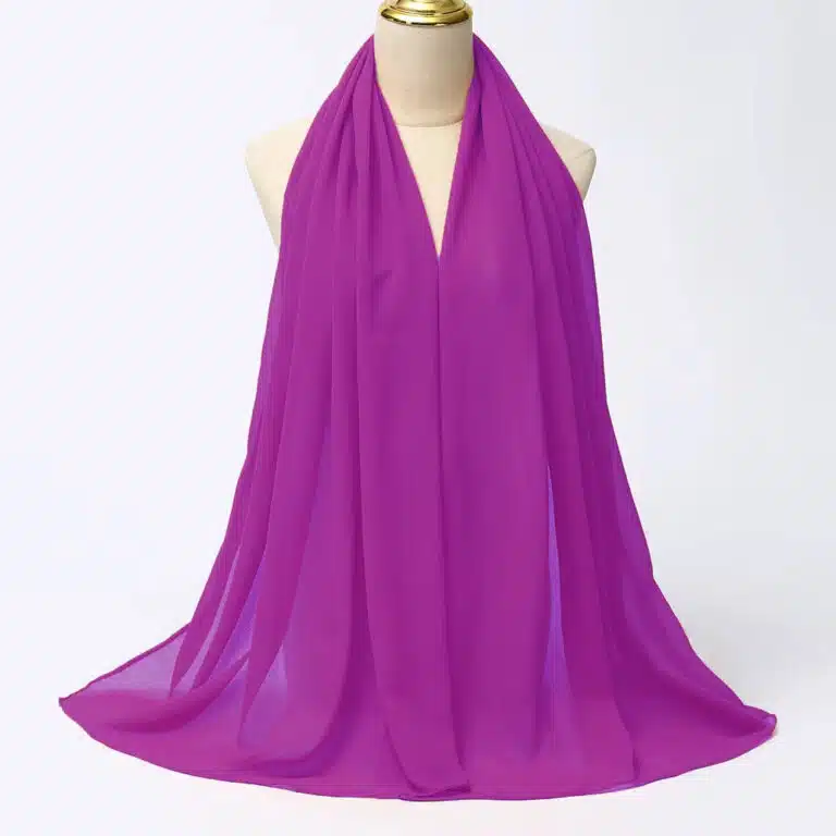 Hijab en mousseline de soie mauve - Fuchsia