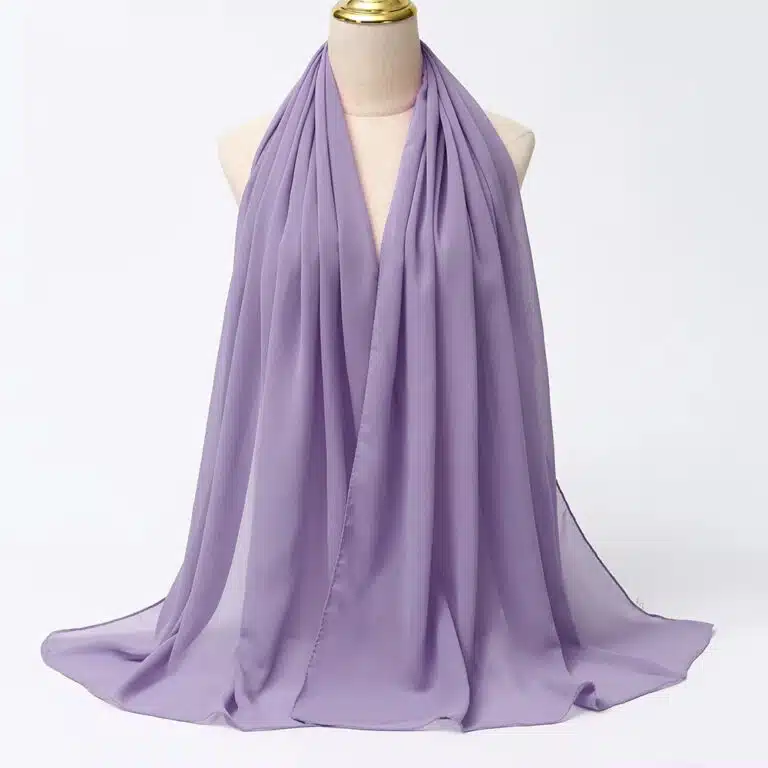 Hijab en mousseline de soie mauve - Mauve