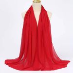 Red silk chiffon hijab - Red
