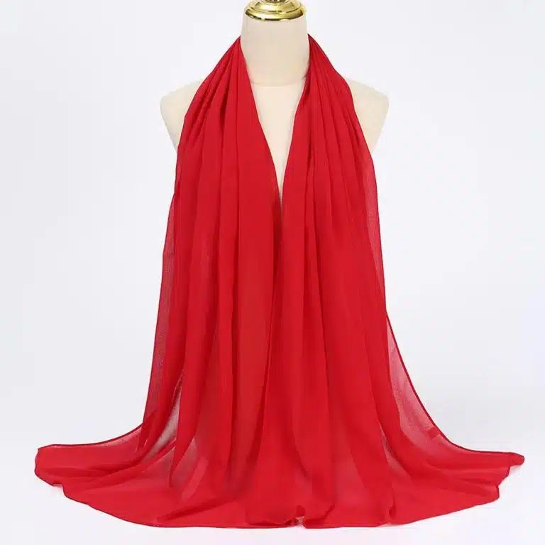 Hijab en mousseline de soie rouge - Rouge