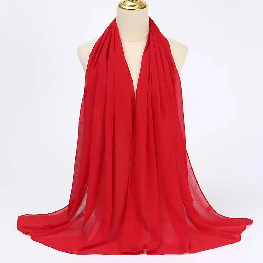 Hijab en mousseline de soie rouge - Rouge