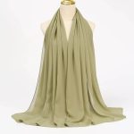 Hijab em musselina muçulmana verde - Verde militar
