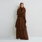 Jilbab de duas peças - Castanho