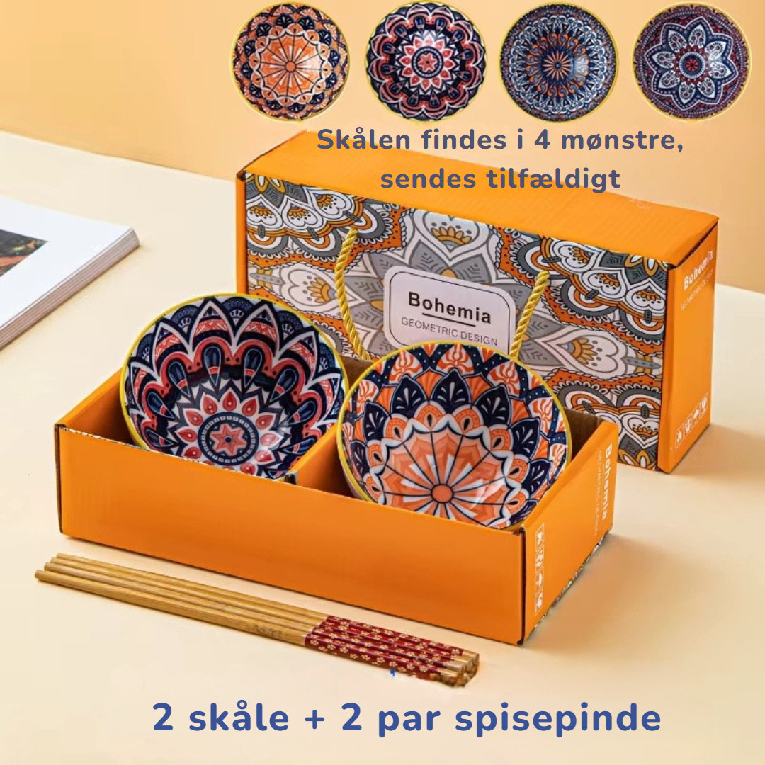 Skålsæt i boheme-porcelæn