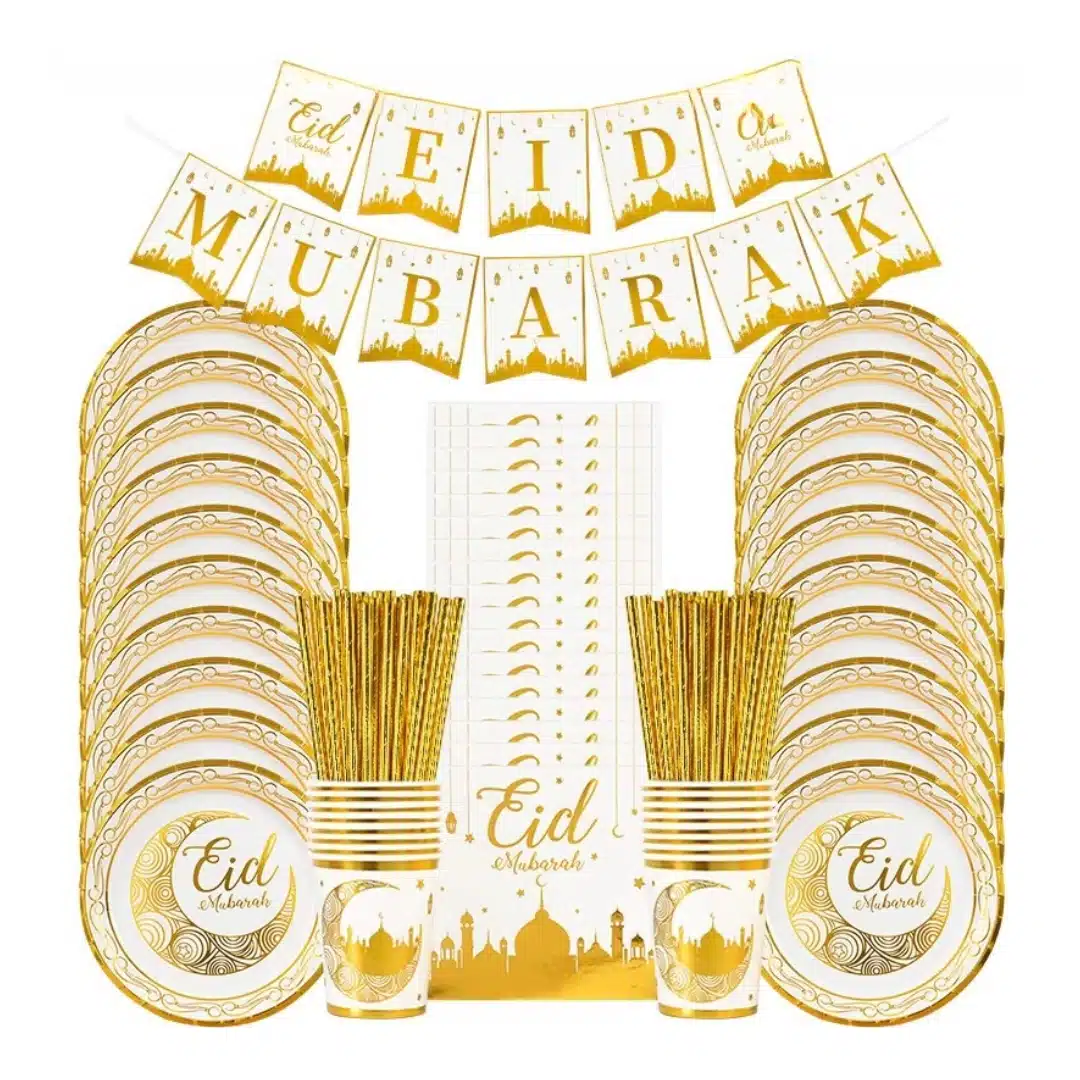 Kit de vaisselle jetable de fête spécial aid Mubarak