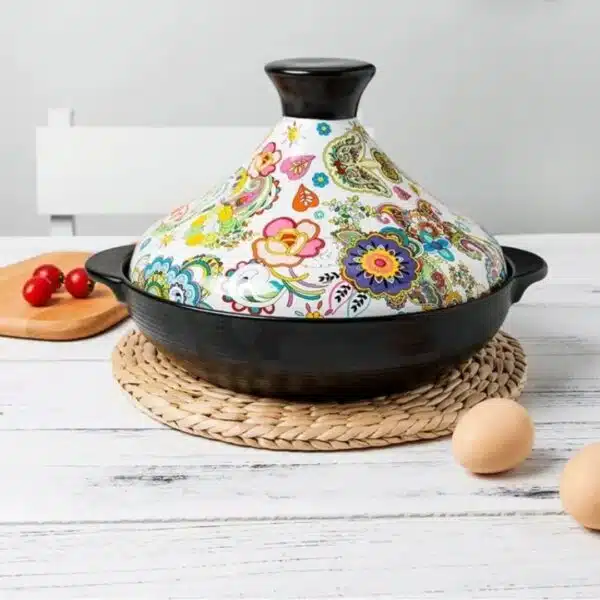Marmite à tajine en céramique décorée