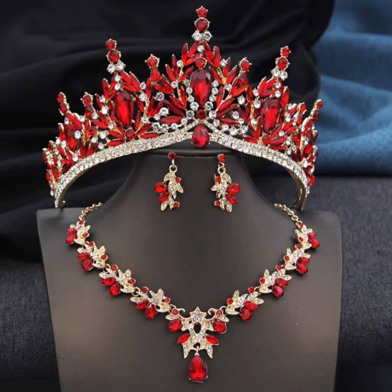 Parure Royale Orientale – Couronne, Collier et Boucles D'oreilles 5