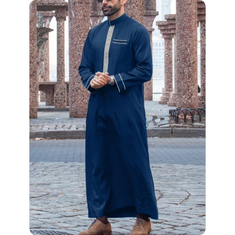 Qamis Homme pour Mariage – Coupe Droite avec Broderies et col Mao. 3