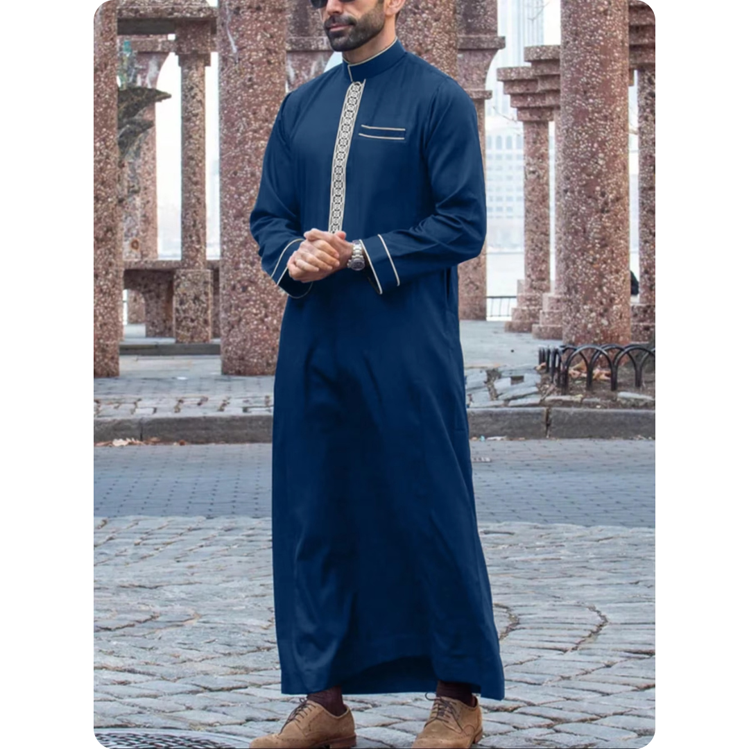 Qamis Homme pour Mariage – Coupe Droite avec Broderies et col Mao. 3