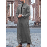 Qamis de homem para casamento, de corte direito, com bordados e gola mao