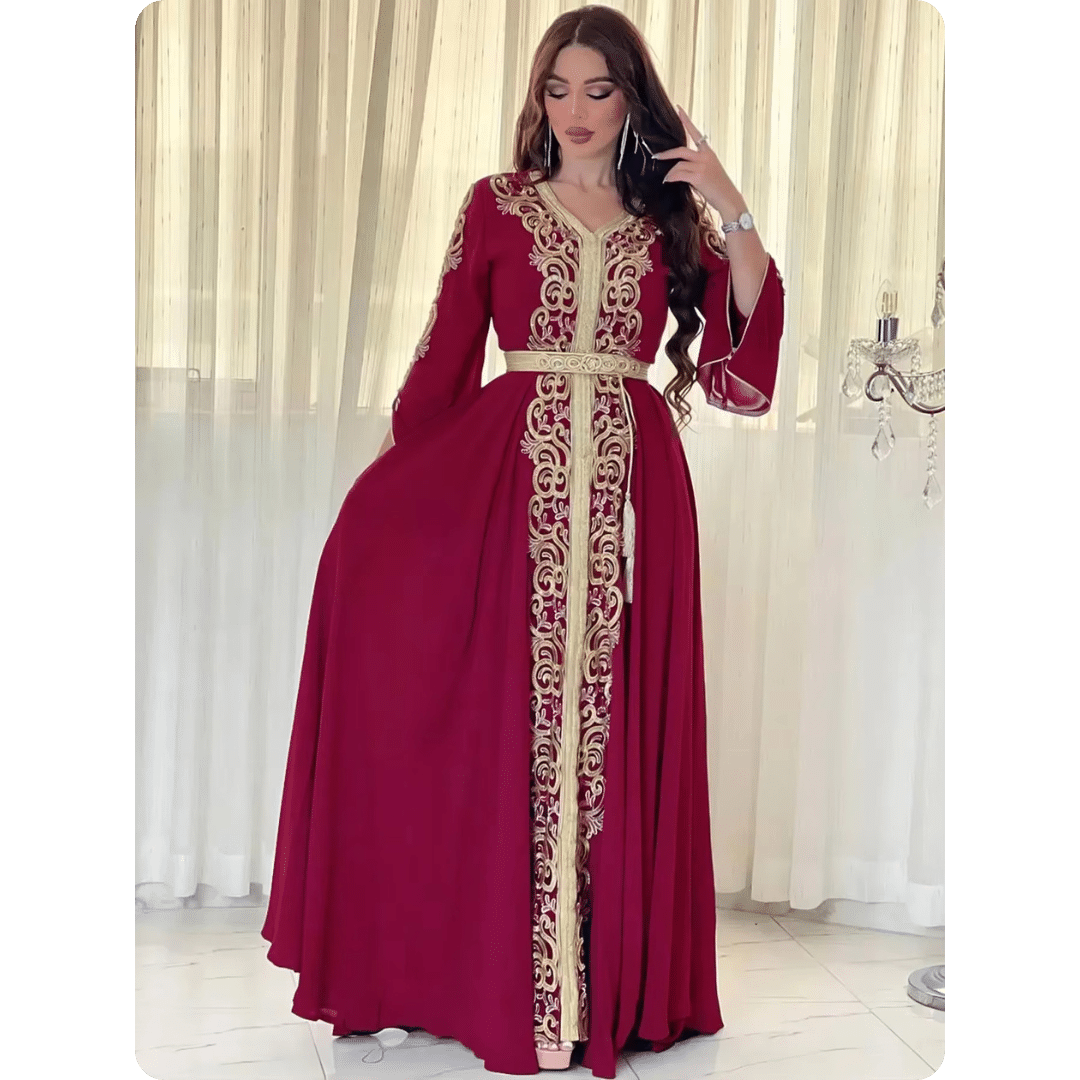 Robe Caftan Traditionnelle Marocaine à Manches Évasées 2