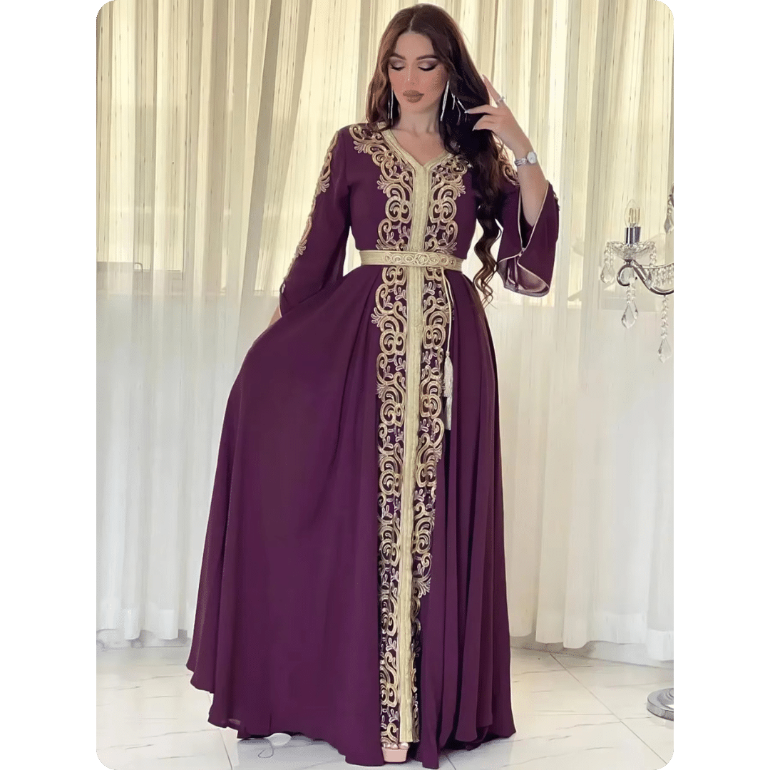Robe Caftan Traditionnelle Marocaine à Manches Évasées 4
