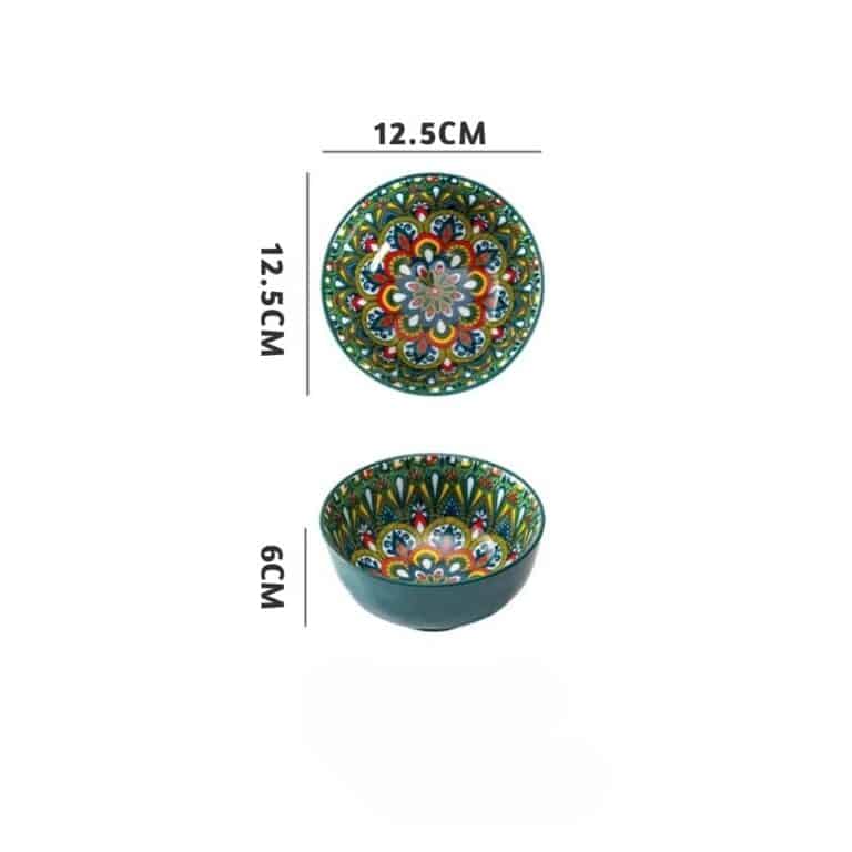 Service de Vaisselle Orientale en Céramique – Motifs Mandala Colorés 5