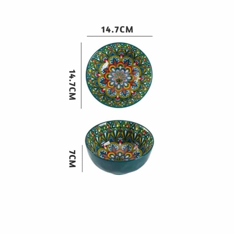 Service de Vaisselle Orientale en Céramique – Motifs Mandala Colorés 6