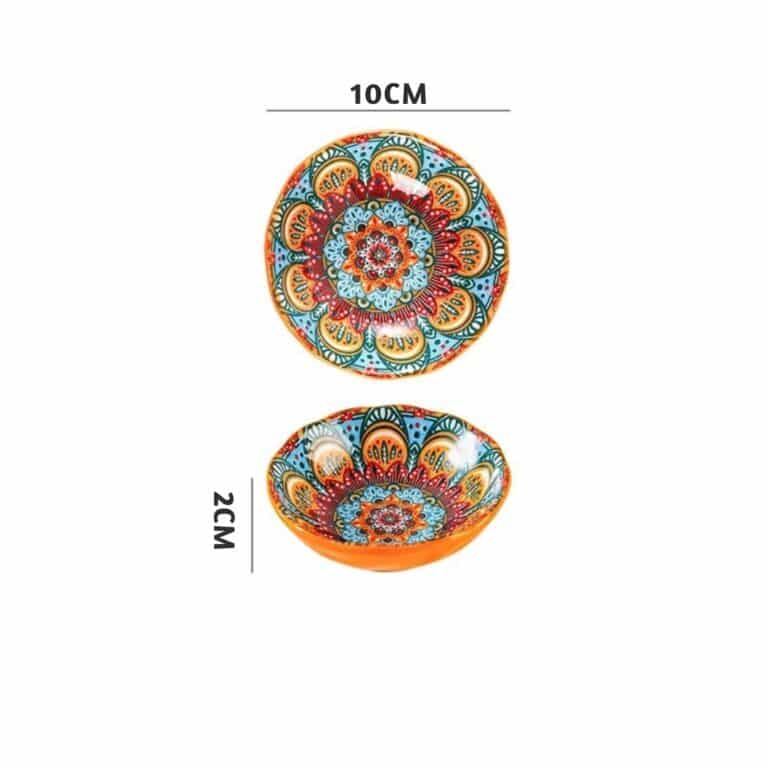 Service Vaisselle Oriental Orange en Céramique – Motifs Mandala Marocains 4