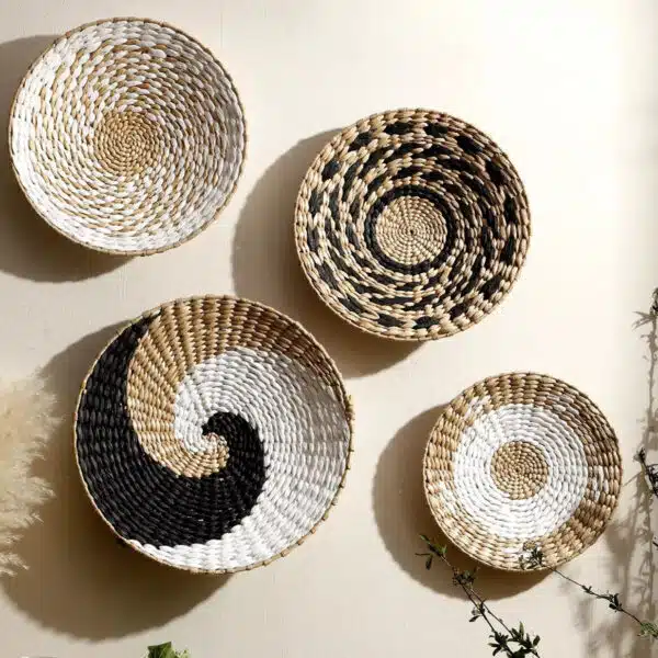 Set de panier mural rotin tressé