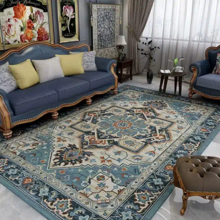 Tapis berbères du Maroc arabesques bleu