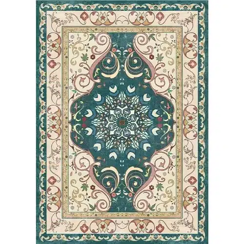 Tapis traditionnel marocain grand mandala vert