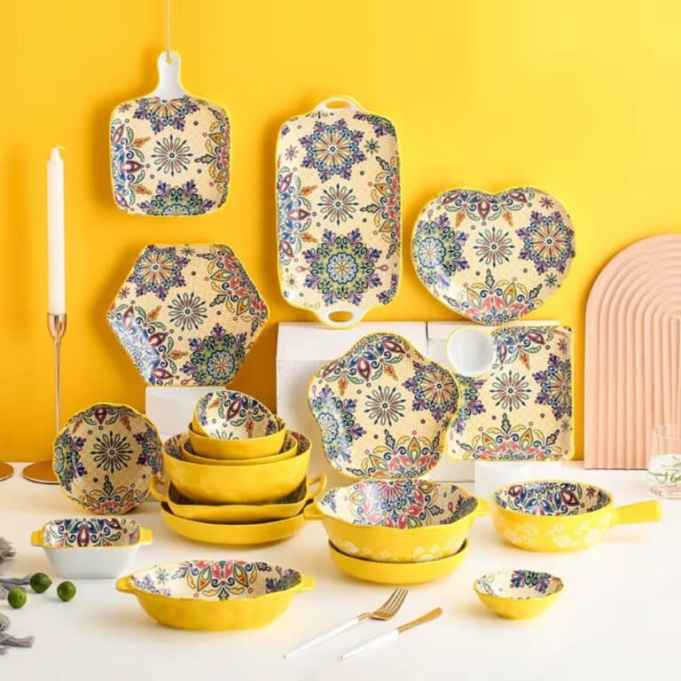 Vaisselle en Céramique Oriental Motifs Floraux Géométriques 1