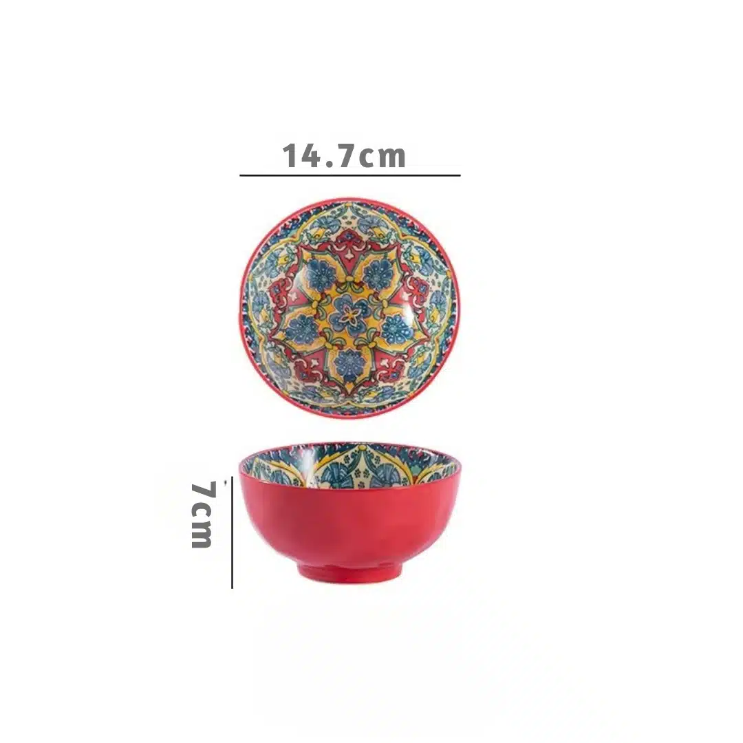 Vaisselle en céramique style tunisienne rouge