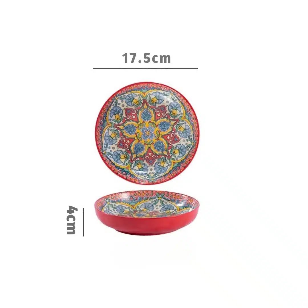 Vaisselle en céramique style tunisienne rouge