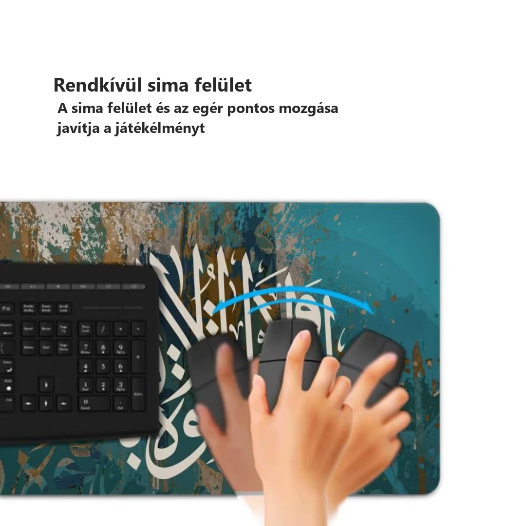 Billentyűzet- és egérpad an-nahl iszlám kalligráfiával, rézszínű