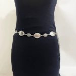 Corrente de cintura oval em metal para mulher