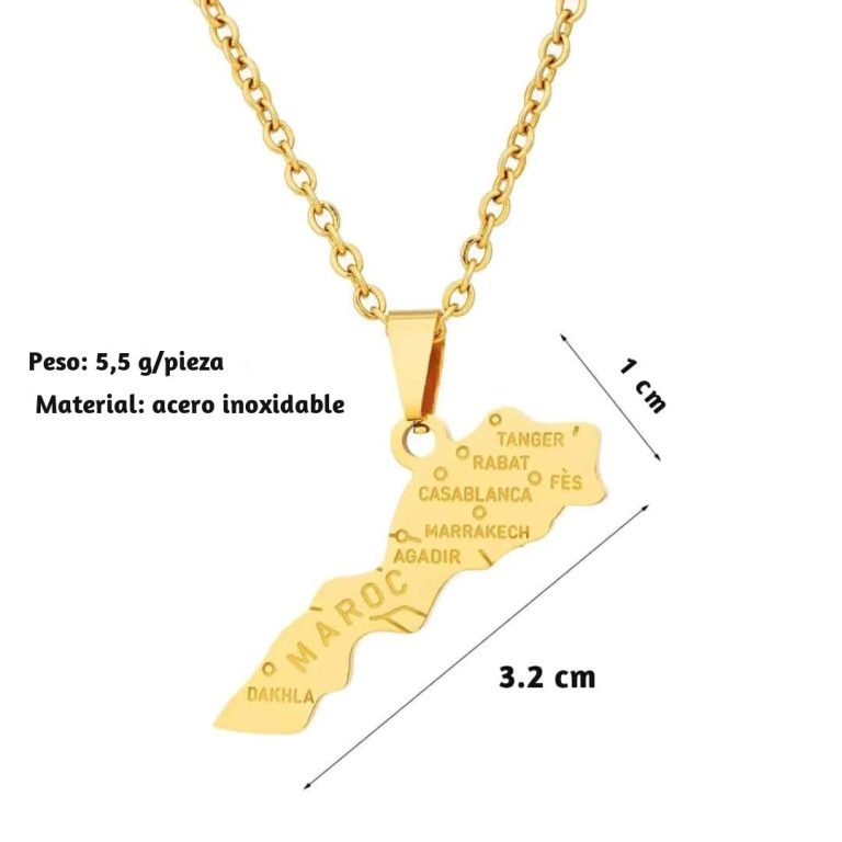 Collar con colgante de mapa de Marruecos