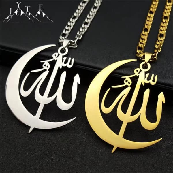 Collier Allah en forme de croissant musulman