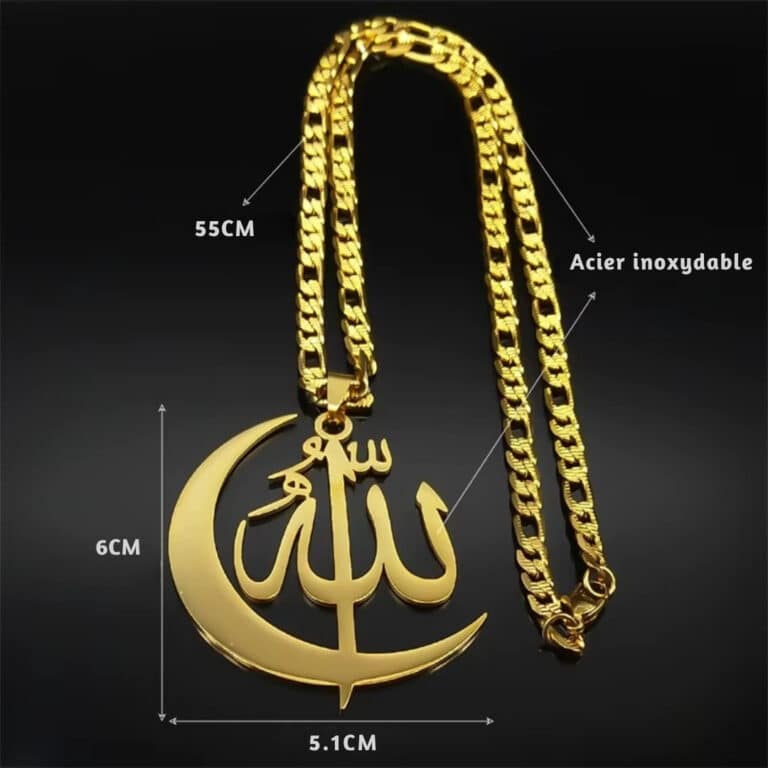 Collier Allah en Forme de Croissant Musulman 5