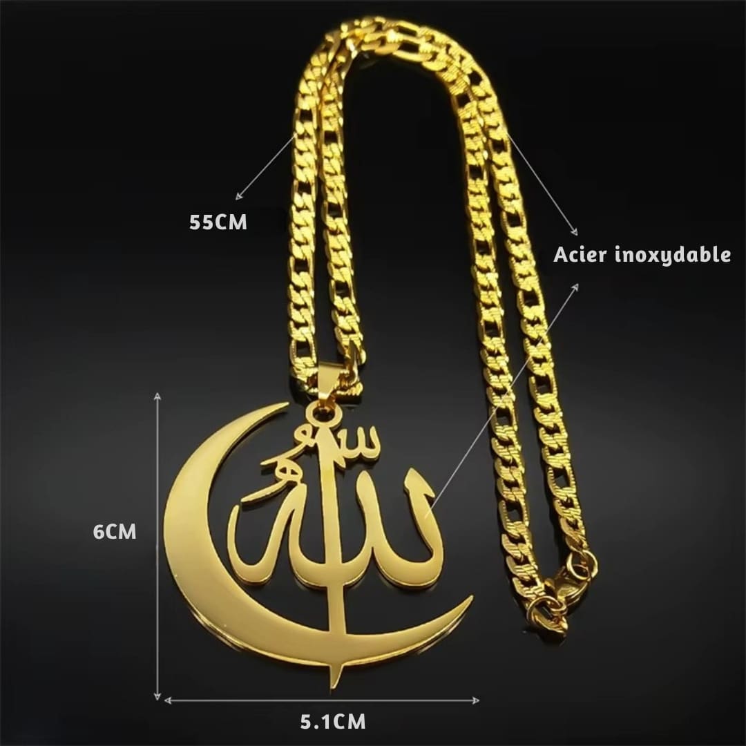 Collier Allah en Forme de Croissant Musulman 5