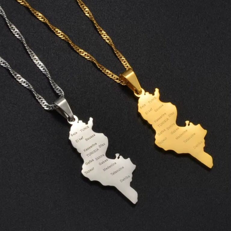 Collier avec Pendentif Carte de la Tunisie 2