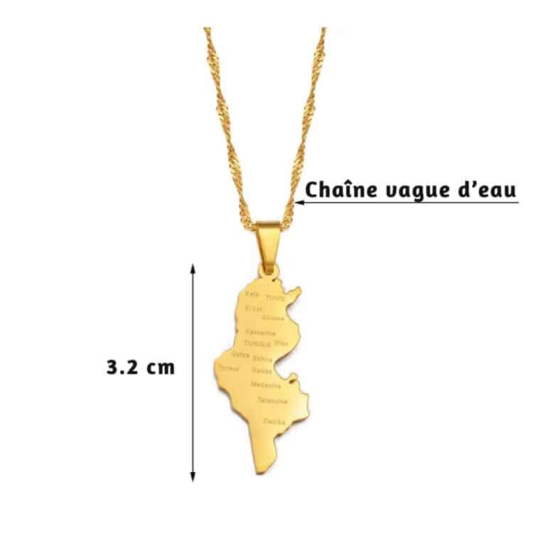 Collier avec Pendentif Carte de la Tunisie 5