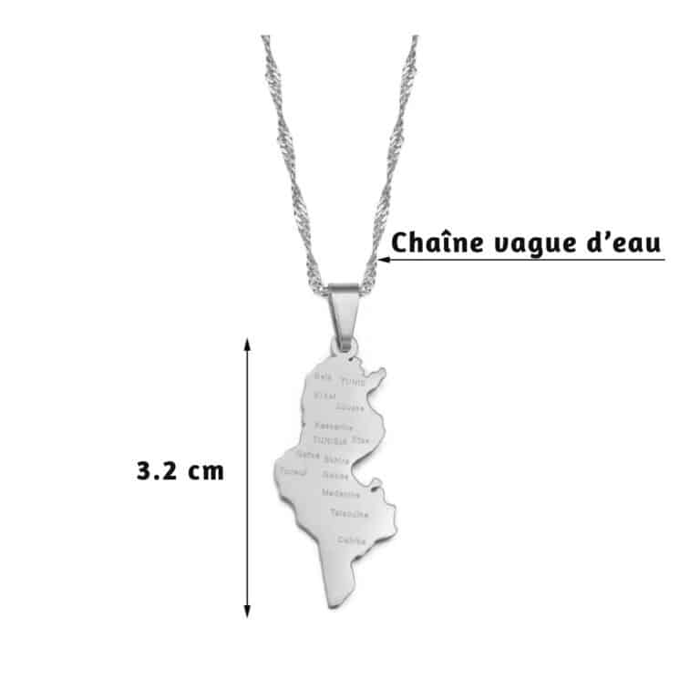 Collier avec Pendentif Carte de la Tunisie 6