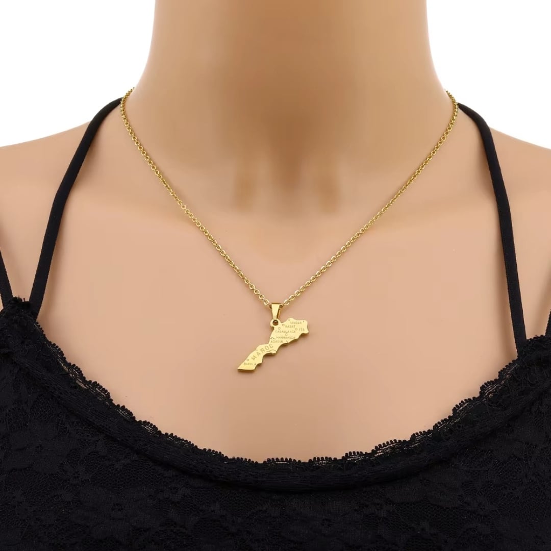 Collier avec Pendentif Carte du Maroc 3