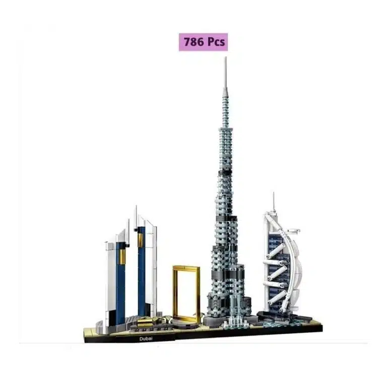 Monuments et tour de Dubai en micro-blocs