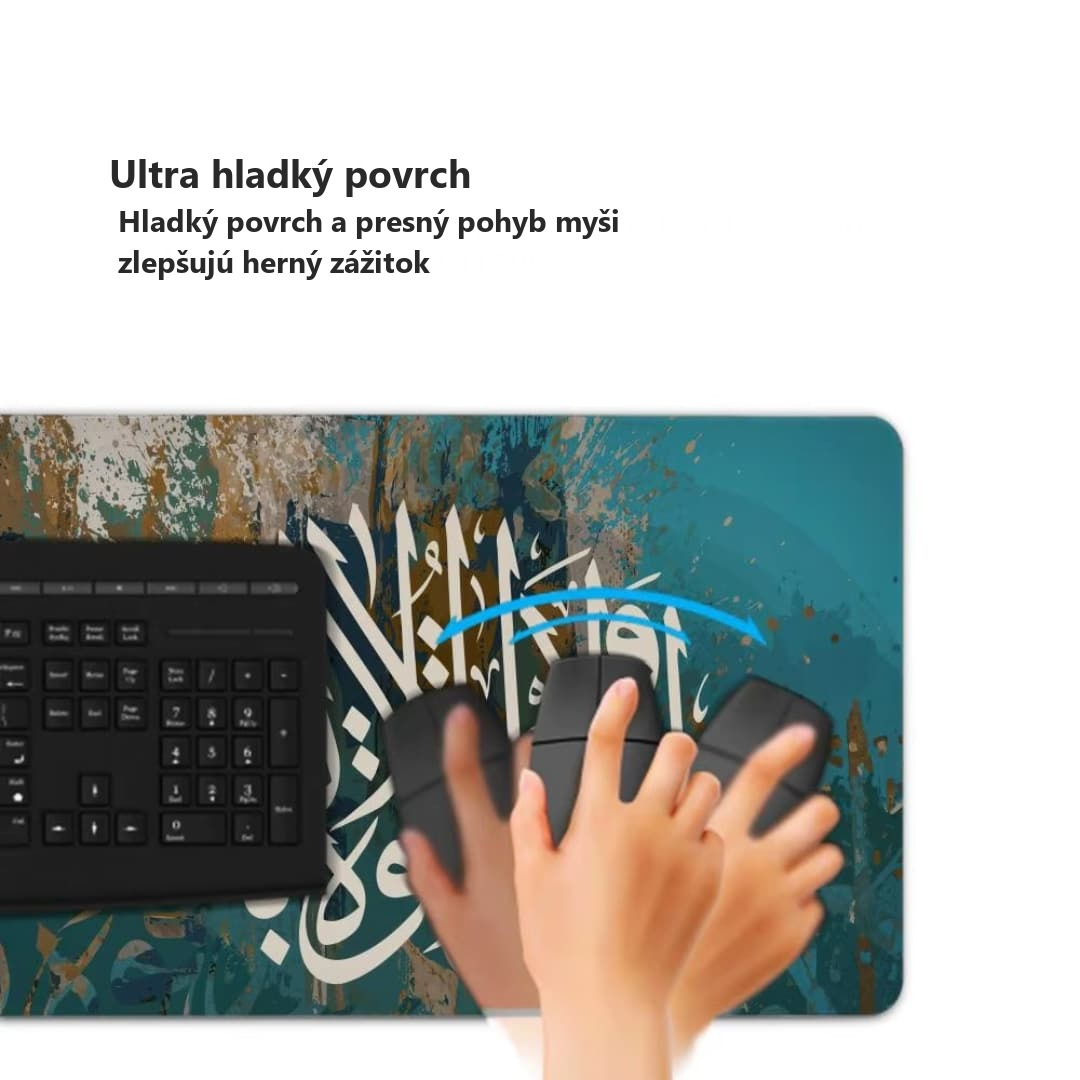 Podložka pod klávesnicu a myš s islamskou kaligrafiou an-Nahl v medenom odtieni