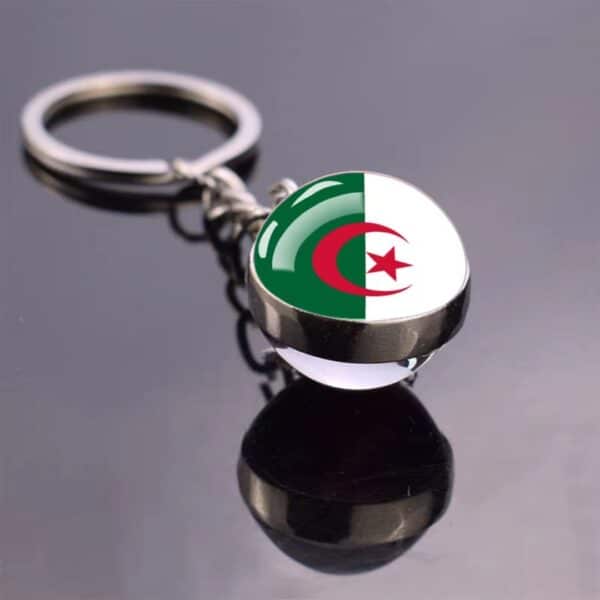 Porte clé boule de verre drapeau de l’Algérie