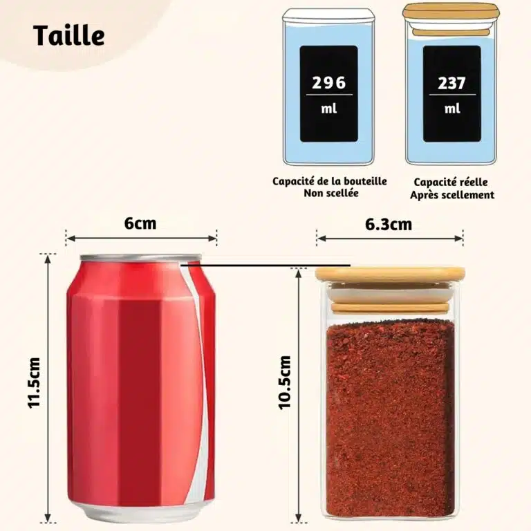 Pots à épices en verre et en bois