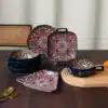 Service vaisselle bohème en céramique bleu floral