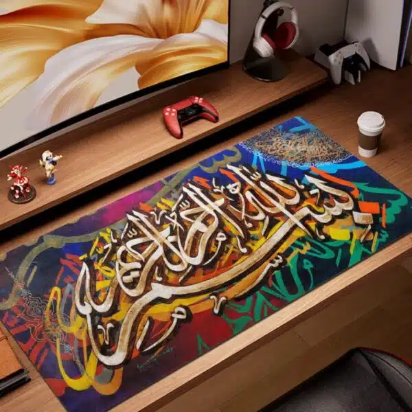 Tapis pour clavier et souris calligraphie islamique an-nahl cuivré