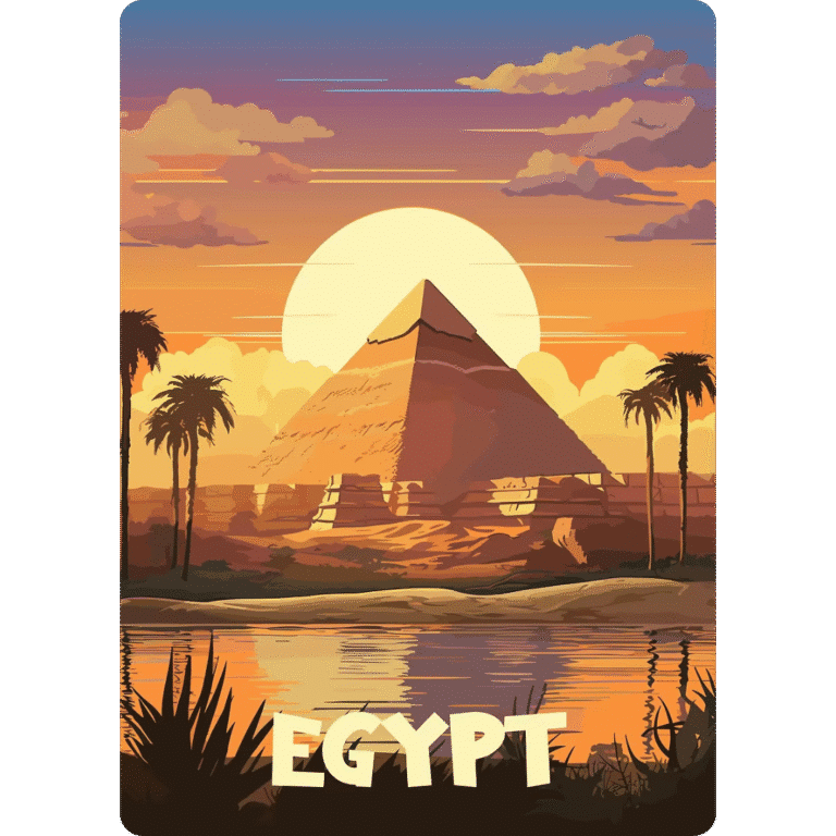 Affiche art Déco Pyramide Égyptienne au Couleur du Coucher de Soleil